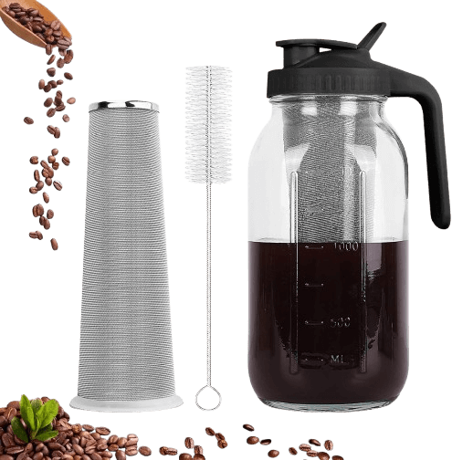 Cold Brew Coffee Maker, 64 oz Mason Jar Pitcher