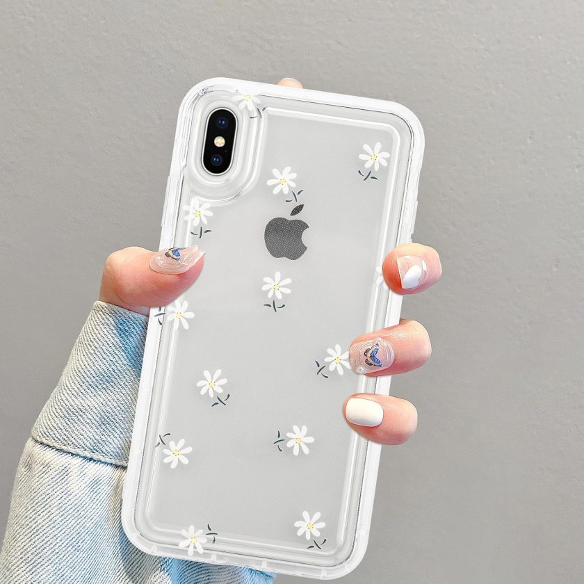 Compatible with iPhone Xs Max Flower Pattern Clear Case