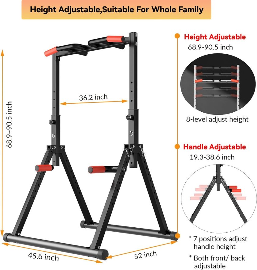 DOBESTS Adjustable Multifunction Pull Up Dip Station