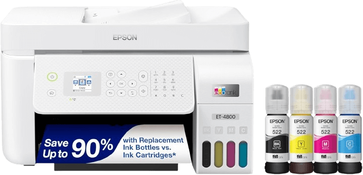 Epson EcoTank ET‑4800 Wireless All‑in‑One Cartridge‑Free Supertank Printer