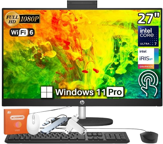 HP 27 Inch Touchscreen All in One Desktop Computer 2025