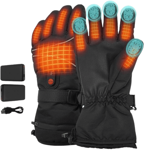 Heated Gloves for Men Women, Rechargeable Battery Powered, Waterproof Windproof Thermal Touchscreen Heating Gloves for Skiing, Riding, Hiking (L)