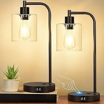 Industrial Touch Control Table Lamps Set of 2