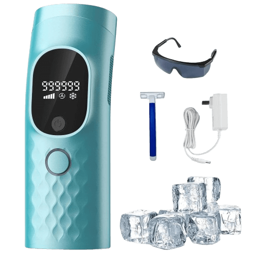 Laser Hair Removal for Women and Men - Permanent Painless Ice Cooling IPL Device Remover Machine with Shaver, Goggles, 999,999 Flashes for Body and Face, Corded