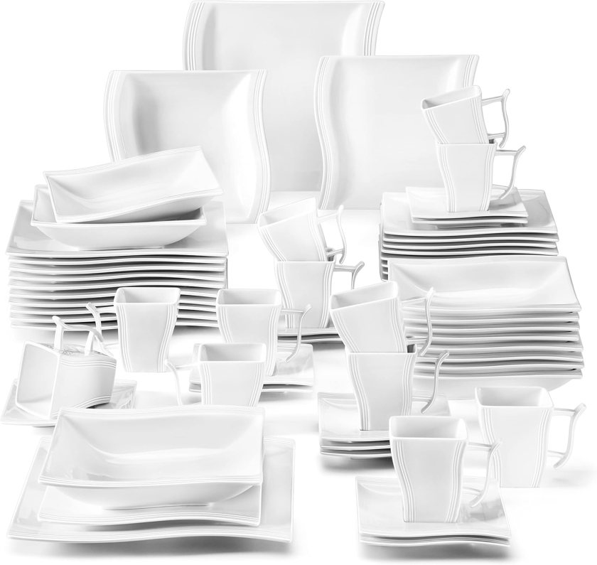 MALACASA 60-Piece Porcelain Dinnerware Set