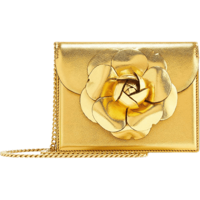 Oscar de la Renta Gold Saffiano Mini Bag