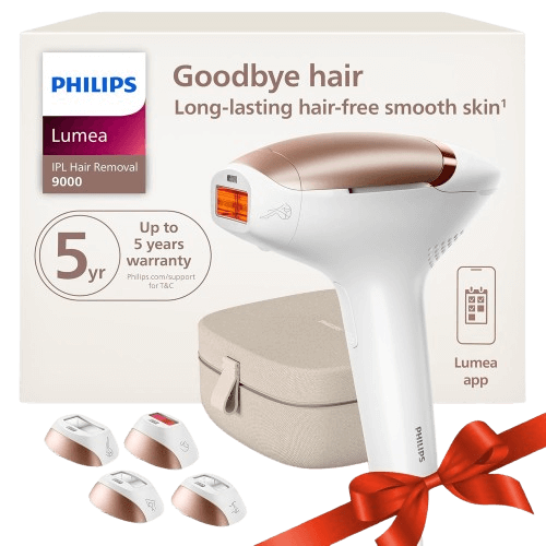 Philips Lumea 9000 Series IPL Hair Removal Device, Permanent Laser Hair Reduction for Women & Men, Easy & Comfortable Use at Home, SenseIQ, 4 Attachments for Body, Face, Bikini & Underarms, BRI984_03