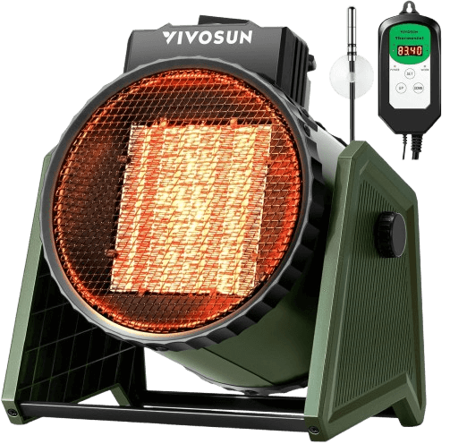 VIVOSUN Portable Greenhouse Heater with Adjustable Thermostat, 750W 1500W Electric Heater