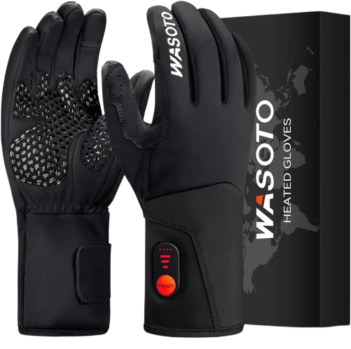 WASOTO Heated Gloves for Men Women,7.4V 22.2WH Electric Rechargeable Windproof Waterproof Touchscreen Heated Ski Gloves for Winter Outdoor Work Fishing Hiking Camping Cycling Driving Raynaud