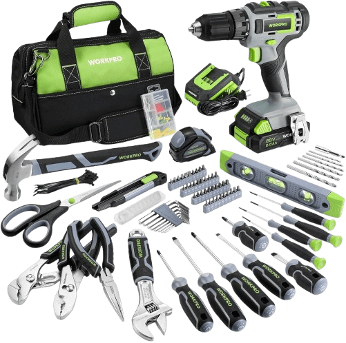 WORKPRO 157 Piece Home Tool Set+20V Drill