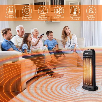 COSTWAY Portable Quartz Heater