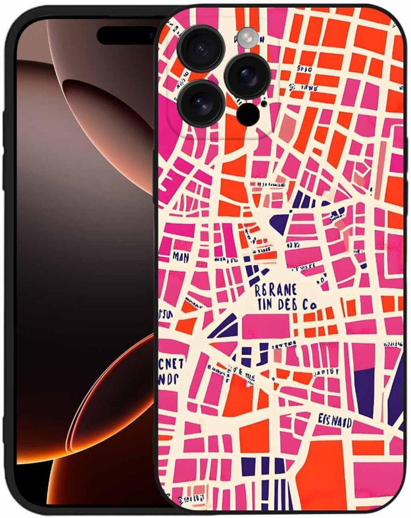 iPhone 16 Case Paris Map Pink Phone Case